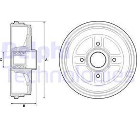 Tambur frana spate DRENAULT CLIO III. CLIO III-HATCHBACK. MODUS 1.2-2.0 09.04- - Delphi-BFR496