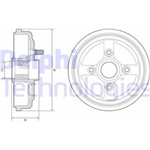 Tambur frana Spate CHEVROLET AVEO-KALOS. DAEWOO KALOS 1.2-1.6 09.02- - Delphi-BFR567