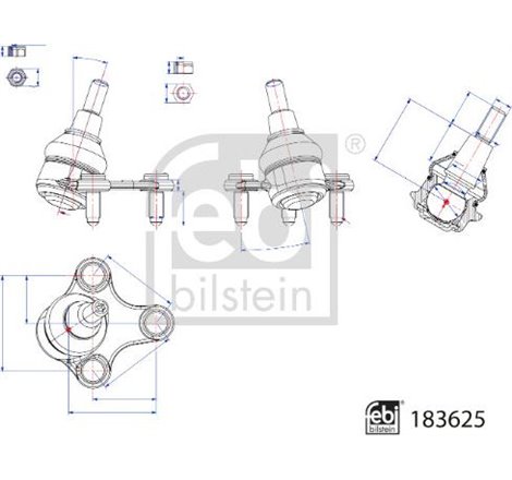 Pivot axa Dreapta fata cu piulita VW CADDY CALIFORNIA V CAMPER. CADDY V. CADDY V-MINIVAN 1.5-2.0D 09.20- - Febi Bilstein-183625