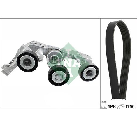 V-belts set with rollers MERCEDES A W168. VANEO 414 1.4-2.1 07.97-07.05 - INA-529008110