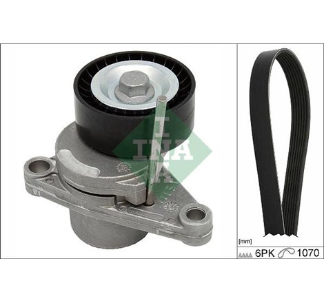 V-belts set with rollers CITROEN C2. C3 I. C4. C4 I. PEUGEOT 1007. 207. 208 II. 307. 308 I 1.1-1.6ALK 08.00- - INA-529034410