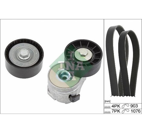 V-belts set with rollers FIAT DUCATO 2.2D-2.3D 12.01- - INA-529 0383 10