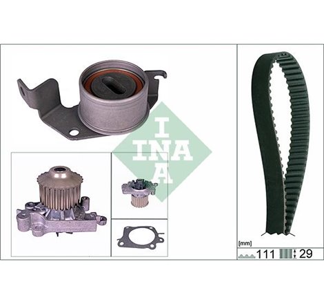 Set de distributie curea  intinzator  pompa de apa VOLVO S40 I. MITSUBISHI CARISMA 1.6-1.8 05.95-06.06 - INA-530030230