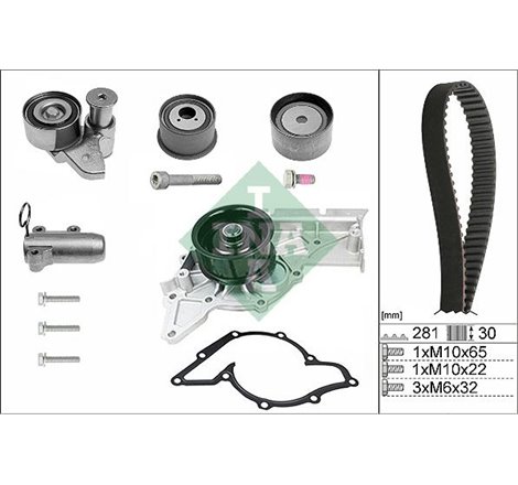Set de distributie curea  intinzator  pompa de apa AUDI A4 B6. A4 B7. A6 C5. A6 C6. A8 D3 3.0 11.00-07.06 - INA-530048030