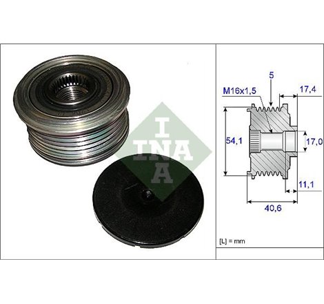 Rulita alternator RENAULT CLIO III. CLIO III-HATCHBACK. MODUS. THALIA III 1.5D 09.04- - INA-535008910