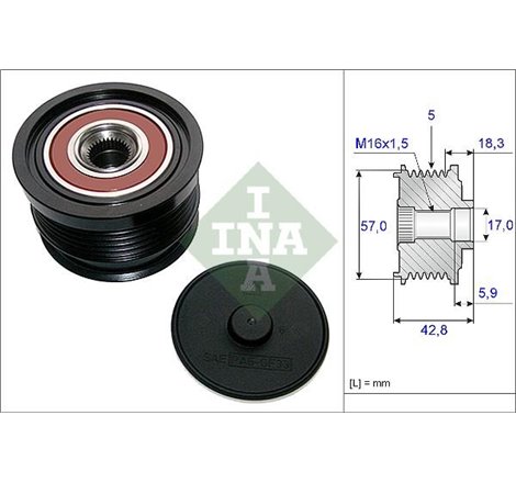 Rulita alternator ALFA ROMEO 159. BRERA. SPIDER 1.9-2.2 09.05-11.11 - INA-535019110