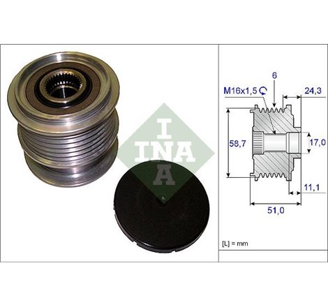 Rulita alternator VOLVO S60 II. S80 II. V60 I. V70 III. XC60 I. FORD GALAXY II. MONDEO IV. MONDEO V. S-MAX. LAND ROVER DISCOVERY