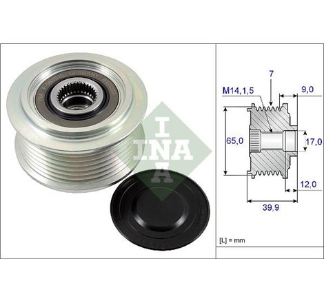 Rulita alternator HONDA ACCORD VIII. CIVIC IX. CIVIC X. CR-V III. CR-V IV. CR-V V. HR-V 1.6D-2.2D 01.07- - INA-535022910