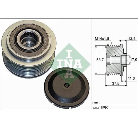 Rulita alternator ALFA ROMEO MITO. FIAT 500. 500 C. 500L. 500X. PANDA. PUNTO. PUNTO-HATCHBACK. TIPO. JEEP COMPASS. RENEGADE. OPE