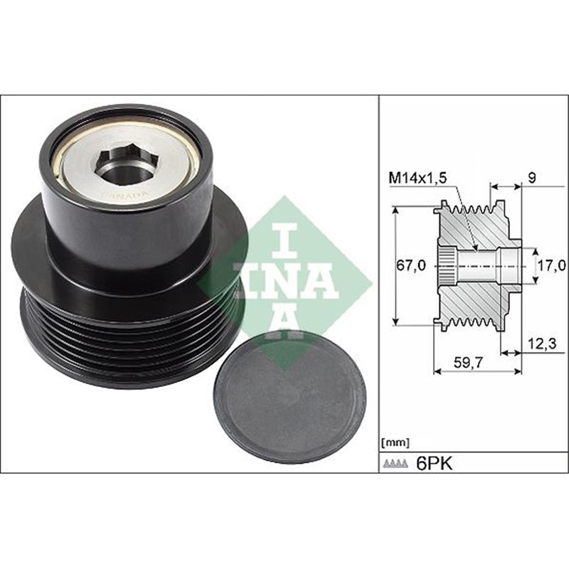 Rulita alternator CITROEN C1. C1 II. PEUGEOT 107. 108. TOYOTA AYGO. AYGO X. YARIS. YARIS-VIOS. YARIS-HATCHBACK 1.0-1.0LPG 06.05-