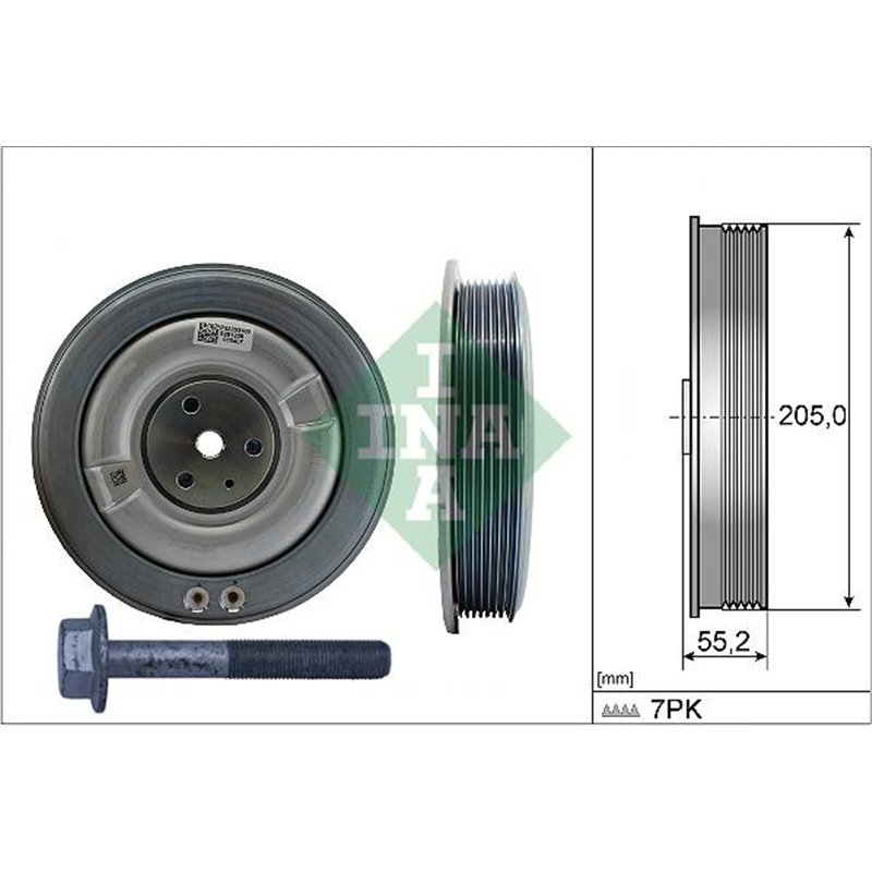 Fulie vibrochen VOLVO S60 III. S90 II. V60 II. V90 II. XC40. XC60 II. XC90 II 2.0DH-2.0H 04.19- - INA-544050620