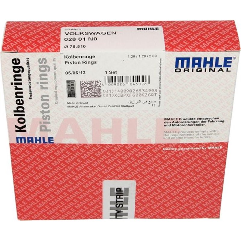 76.51 STD 1.2-1.2-2 Set de segmente de piston AUDI A1. A2. A3. SEAT ALTEA. ALTEA XL. CORDOBA. IBIZA III. IBIZA IV. IBIZA IV SC 1