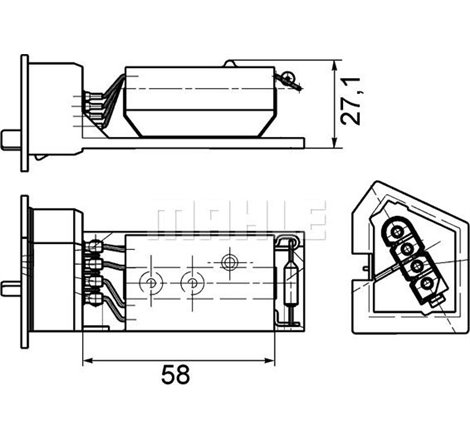 Element de reglare a suflantei de aer rezistor BMW 3 E36 1.6-3.2 03.91-08.00 - MAHLE-ABR11000P