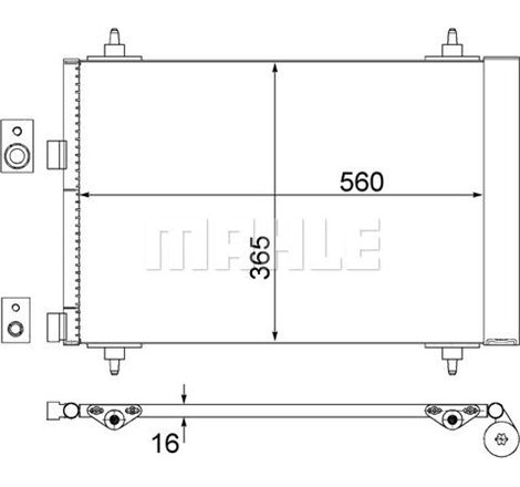 Condensator AC PEUGEOT 307. 307-KOMBI 1.4-2.0D 08.00-12.09 - MAHLE-AC315000S