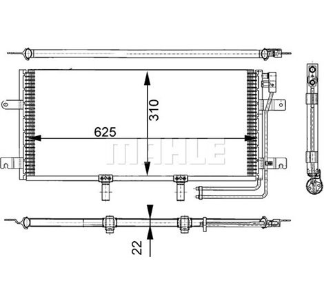 Condensator AC VW CALIFORNIA T4 CAMPER. TRANSPORTER T4 1.9D-2.8 07.90-06.03 - MAHLE-AC332000S