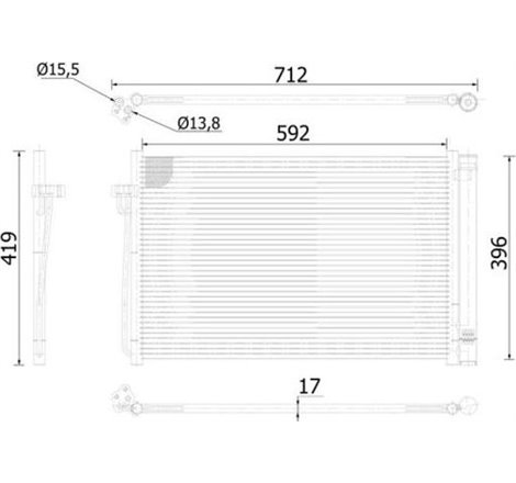 Condensator AC BMW 5 E39. 5 E60. 5 E61. 6 E63. 6 E64. 7 E65. E66. E67 2.0-6.0 09.00-12.10 - MAHLE-AC344000S