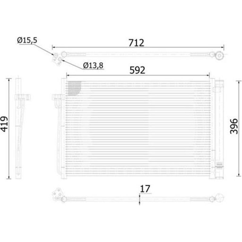 Condensator AC BMW 5 E39. 5 E60. 5 E61. 6 E63. 6 E64. 7 E65. E66. E67 2.0-6.0 09.00-12.10 - MAHLE-AC344000S