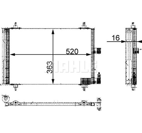 Condensator AC CITROEN XSARA. PEUGEOT 406. 607 1.8-3.0 06.98-07.11 - MAHLE-AC350000S