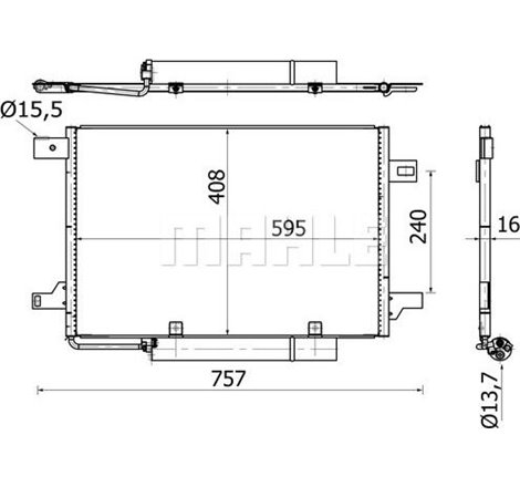 Condensator AC MERCEDES A W169. B SPORTS TOURER W245 1.5-Electric 09.04-06.12 - MAHLE-AC369000S