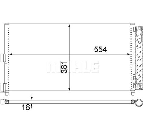 Condensator AC FIAT DOBLO. DOBLO-MINIVAN. IDEA. PUNTO. PUNTO-HATCHBACK. LANCIA MUSA. Y. YPSILON 1.2-1.9D 03.96- - MAHLE-AC372000