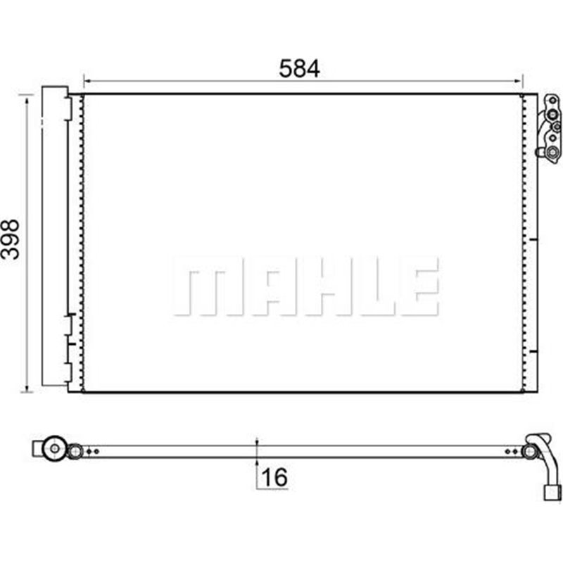 Condensator AC BMW 1 E81. 1 E82. 1 E87. 1 E88. 3 E90. 3 E91. 3 E92. 3 E93. X1 E84. Z4 E89. NISSAN GT-R 1.6-4.4 06.04-08.16 - MAH