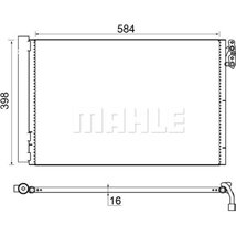 Condensator AC BMW 1 E81. 1 E82. 1 E87. 1 E88. 3 E90. 3 E91. 3 E92. 3 E93. X1 E84. Z4 E89. NISSAN GT-R 1.6-4.4 06.04-08.16 - MAH