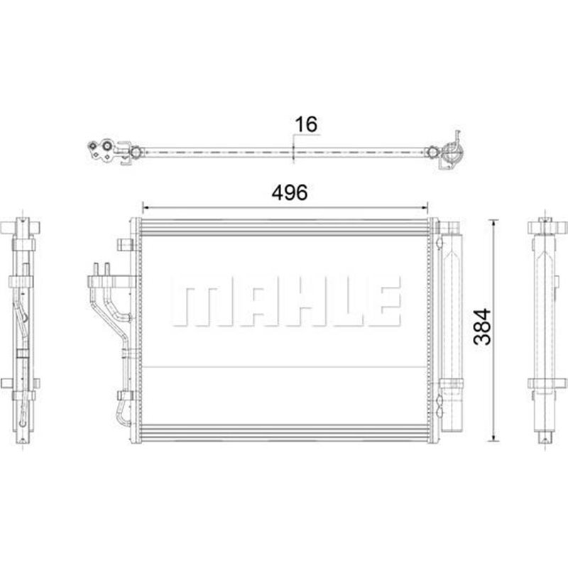 Condensator AC HYUNDAI IX35. KIA CARENS IV. SPORTAGE III 1.7D-2.0D 08.09- - MAHLE-AC43000P