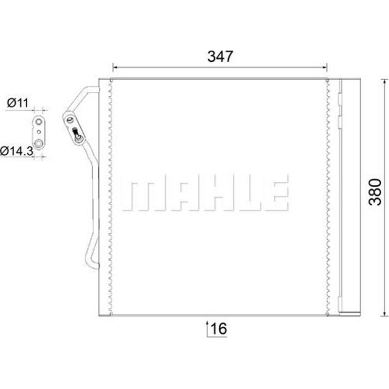 Condensator AC SMART CABRIO. CITY-COUPE. CROSSBLADE. FORTWO 0.6-0.7-0.8D 07.98-01.07 - MAHLE-AC451000S