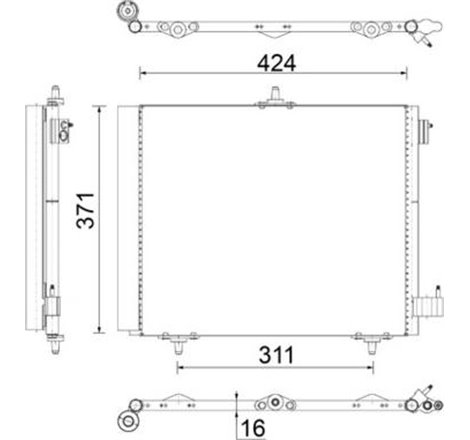 Condensator AC DS DS 3. CITROEN C2. C2 ENTERPRISE. C3-C3 ORIGIN III. C3 AIRCROSS II. C3 I. C3 II. C3 II-HATCHBACK. C3 III. C3 PL