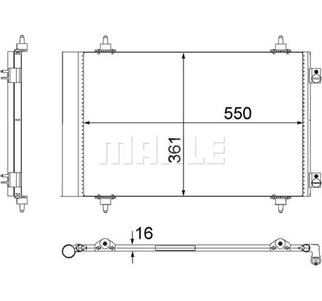 Condensator AC CITROEN C8. JUMPY II. FIAT SCUDO. ULYSSE. LANCIA PHEDRA. PEUGEOT 807. EXPERT. EXPERT TEPEE. TOYOTA PROACE 1.6D-2.
