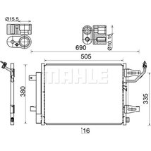 Condensator AC MITSUBISHI COLT CZC VI. COLT VI. SMART FORFOUR 1.1-1.5D 01.04-06.12 - MAHLE-AC509000S