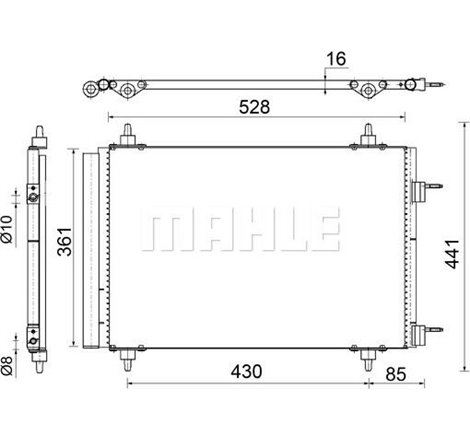 Condensator AC CITROEN C4 GRAND PICASSO I. C4 PICASSO I. PEUGEOT 3008. 3008 I. 5008. 5008 I 1.2-2.0DH 10.06-03.17 - MAHLE-AC5540