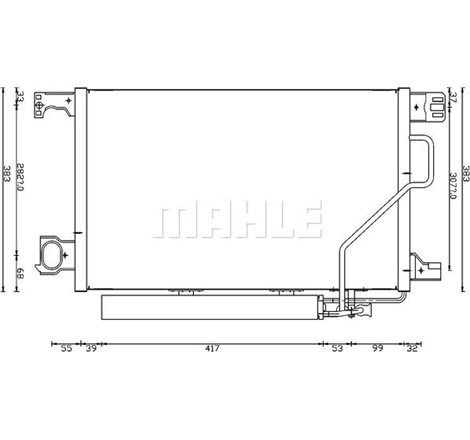 Condensator AC MERCEDES C CL203. C T-MODEL S203. C W203. CLC CL203. CLK A209. CLK C209 1.8-5.5 05.00-06.11 - MAHLE-AC662000S