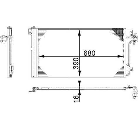 Condensator AC VW CALIFORNIA T5 CAMPER. MULTIVAN T5. TRANSPORTER T5 1.9D-3.2 04.03-08.15 - MAHLE-AC 672 000S