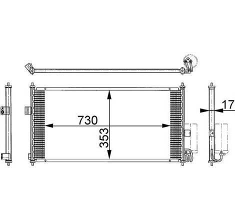 Condensator AC NISSAN ALMERA TINO 1.8-2.0-2.2D 08.00-02.06 - MAHLE-AC674000S