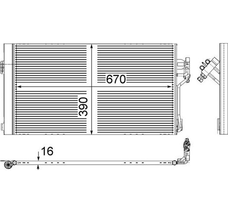 Condensator AC MERCEDES VIANO W639. VITO-MIXTO W639. VITO W639 2.0D-3.7 09.03- - MAHLE-AC761000S