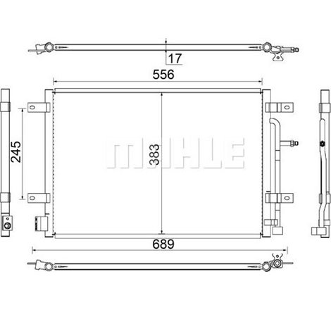 Condensator AC AUDI A4 B6. A4 B7. A6 C5. ALLROAD C5. SEAT EXEO. EXEO ST 1.6-4.2 11.00-05.13 - MAHLE-AC812000S