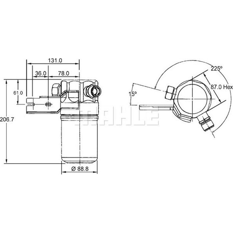 Air conditioning drier AUDI A8 D2 2.5D-6.0 03.94-09.02 - MAHLE-AD42000S
