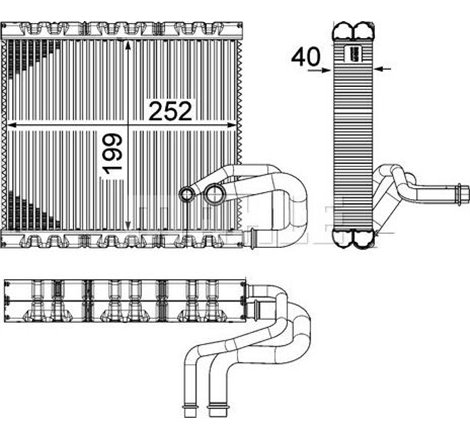 Air conditioning evaporator MERCEDES SPRINTER 3.5-T B906. SPRINTER 3-T B906. SPRINTER 4.6-T B906. SPRINTER 5-T B906. AUDI A3. VW