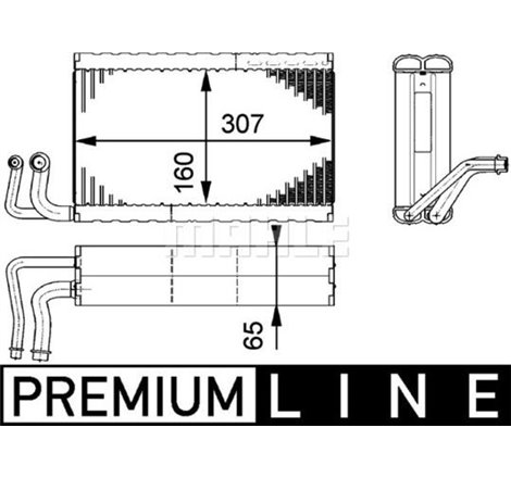 Air conditioning evaporator BMW 5 E39. 5 E60. 5 E61. 6 E63. 6 E64 2.0-5.0 09.00-12.10 - MAHLE-AE68000P