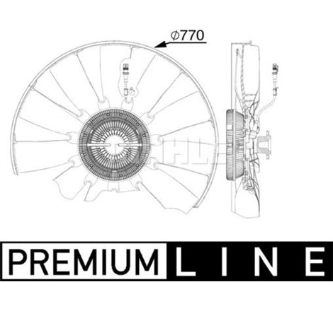 Fan clutch with fan. 770mm. number of blades. 11. number of pins. 6 MAN TGA. TGS I. TGX I D2066LF01-D2868LF05 12.00- - MAHLE-CFF