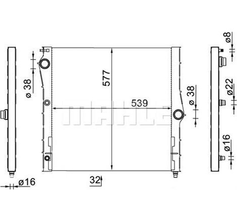 Radiator motor BMW X5 E70. X5 F15. F85. X6 E71. E72. X6 F16. F86 3.0D-4.4 - MAHLE-CR 1903 000S