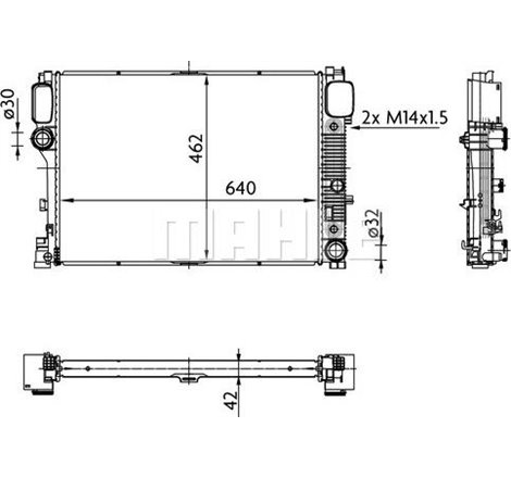 Radiator motor MERCEDES S C216. S W221. V221 2.2D-6.2 - MAHLE-CR 38 000S