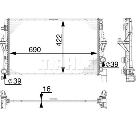 Radiator motor MERCEDES MARCO POLO CAMPER W447. VITO MIXTO DOUBLE CABIN. VITO TOURER W447. VITO W447 1.6D - MAHLE-CR 902 000P