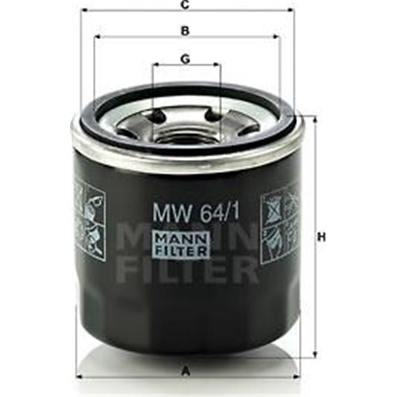 Filtru ulei - Mann-Filter-MW64-1 - Mann-Filter-MW64/1
