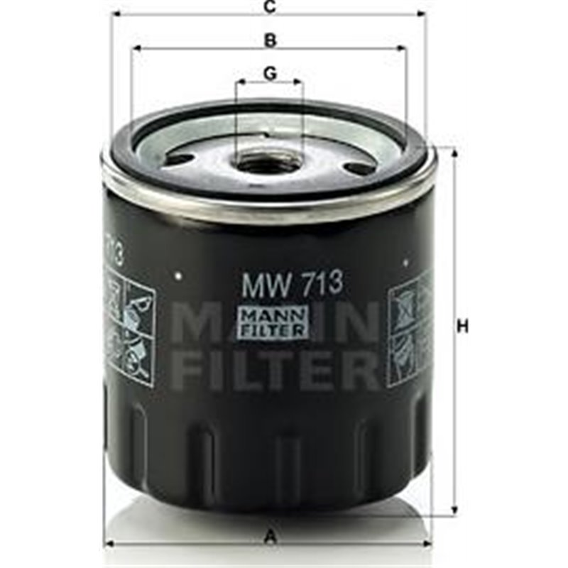 Filtru ulei - Mann-Filter-MW713 - Mann-Filter-MW713
