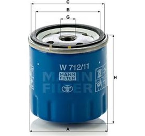 Filtru ulei PEUGEOT 205 II. 309 I. 309-HATCHBACK 1.1-1.3 10.85-10.91 - Mann-Filter-W712/11
