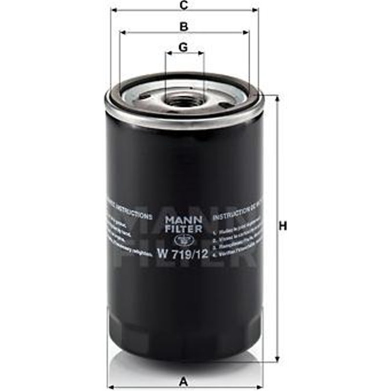 Filtru ulei VW TRANSPORTER T3 1.6-1.9-2.1 05.79-07.92 - Mann-Filter-W719/12