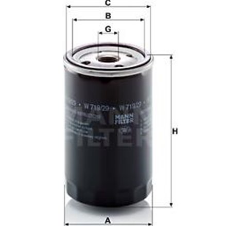 Filtru ulei DODGE CARAVAN. JEEP LIBERTY. LDV MAXUS. OPEL FRONTERA A. FRONTERA A SPORT. FERRARI VEGA 2.5-2.5D-3.0D 09.96- - Mann-