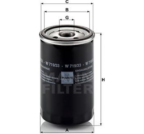 Filtru ulei MG MG ZS. MG ZT. MG ZT- T. ROVER 45 I. 75. 75 I 2.0-2.5 02.99-10.05 - Mann-Filter-W719/33